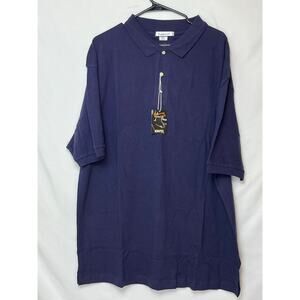 NWT Featherlite Men's 2XL Blue Short Sleeve Polo Shirt 2 Button Golf Casual Wear